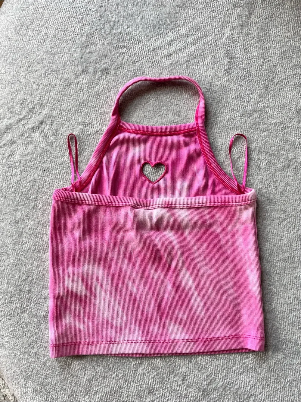 Zara Girls Pink Ribbed Halter Top with Heart Cutout